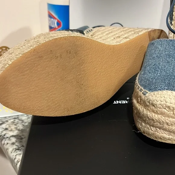 Saint Laurent Blue and Tan Platform Espadrilles - Picture 5 of 5